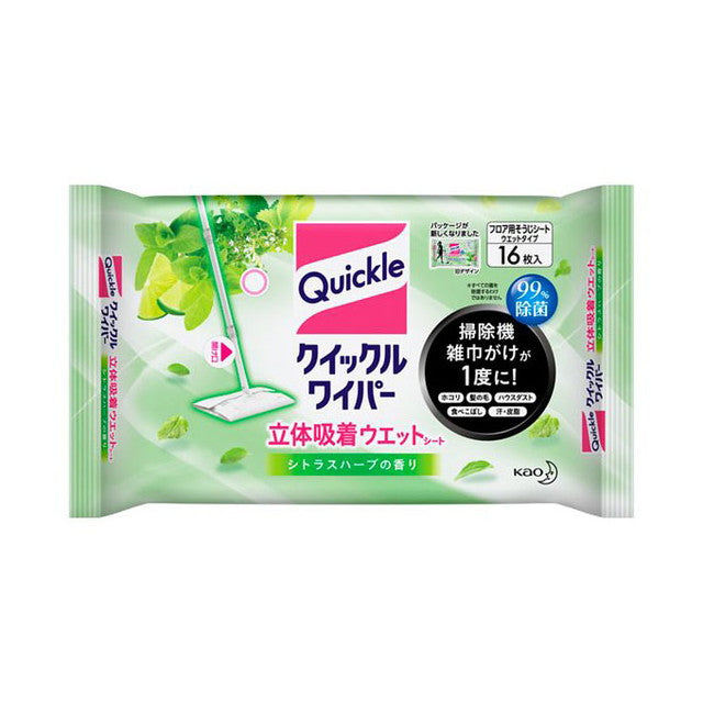 Kao Quickle Wiper 3D Suction Wet Sheet Citrus Herb Fragrance 16 Sheets *