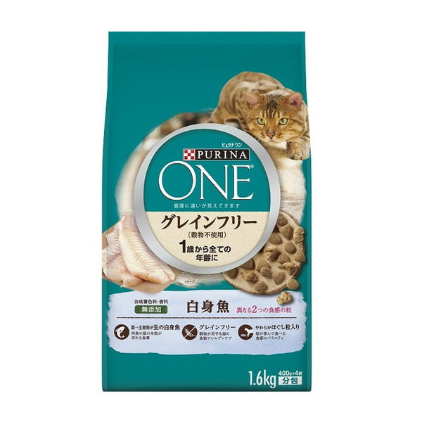 Purina One Cat 1 岁至全无谷物白鱼 1.6 千克