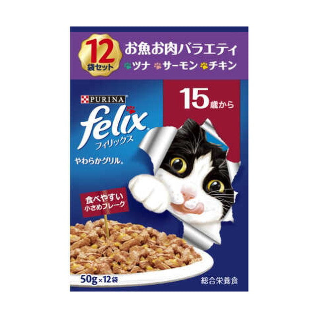 Felix pouch 15 years old fish meat variety 12 bags