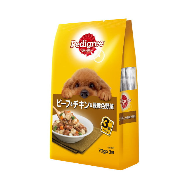 P117 ペディグリー 成犬用 ビーフ＆チキン＆緑黄色野菜 70g×3袋