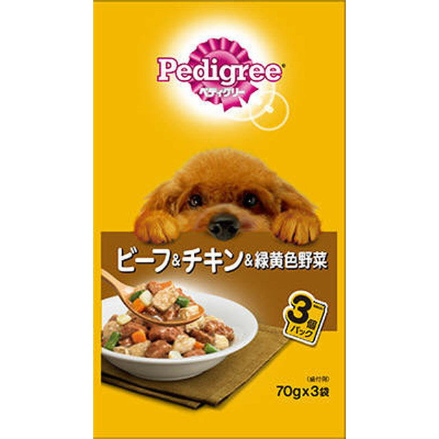 P117 ペディグリー 成犬用 ビーフ＆チキン＆緑黄色野菜 70g×3袋