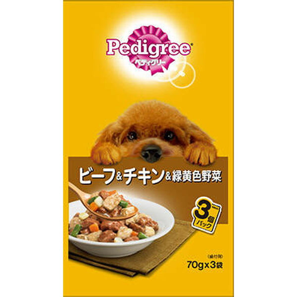 P117 ペディグリー 成犬用 ビーフ＆チキン＆緑黄色野菜 70g×3袋