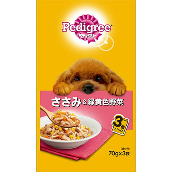 PWP7 ペディグリー 成犬用 ささみ＆緑黄色野菜 70g×3袋
