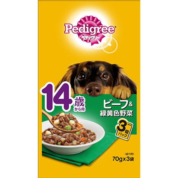 PWP9 ペディグリー 14歳から用 ビーフ＆緑黄色野菜 70g×3袋