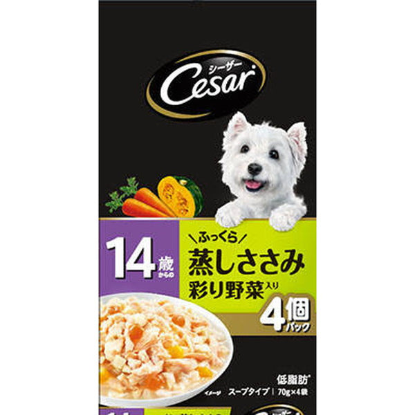 CPM12 シーザー 14歳からの ふっくら蒸しささみ 彩り野菜入り 70g×4袋