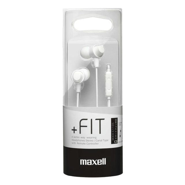 Maxell C110 in-ear headphones, remote control and microphone compatible, white