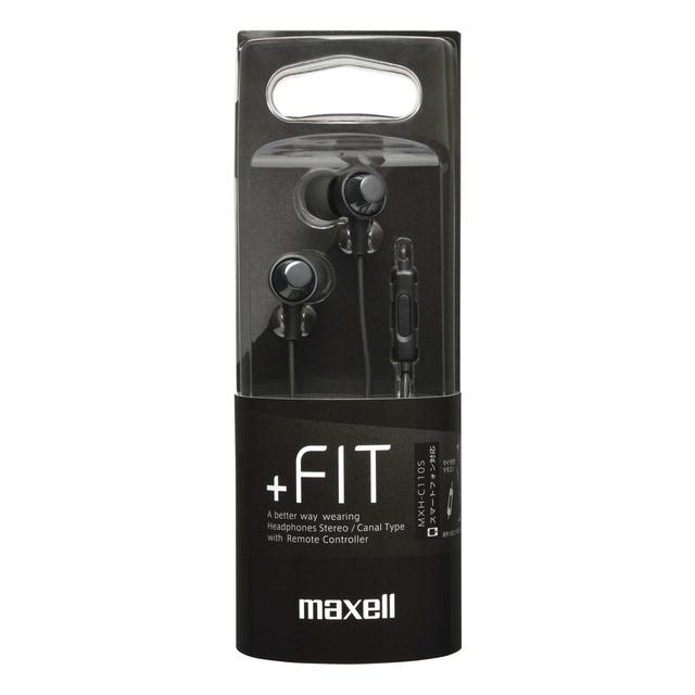 Maxell C110 in-ear headphones, remote control and microphone compatible, black