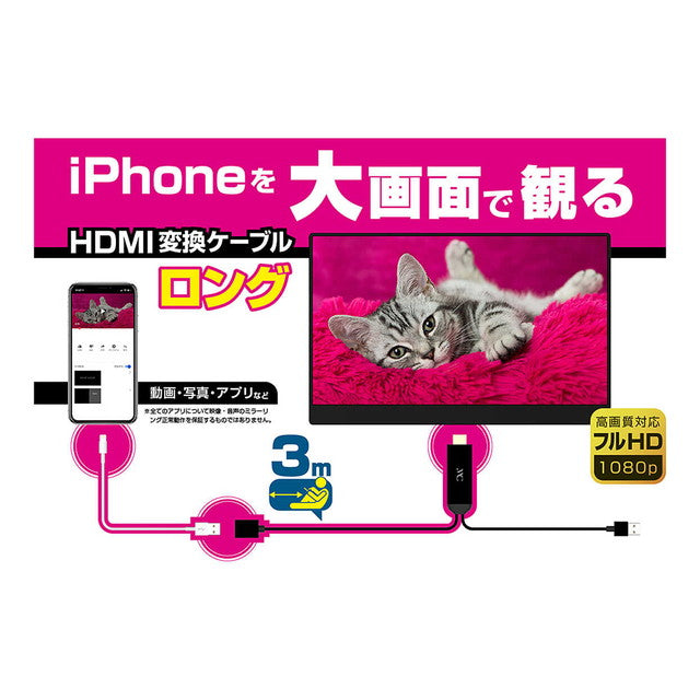 カシムラHDMI変換ケーブルIPhone3m KD-224