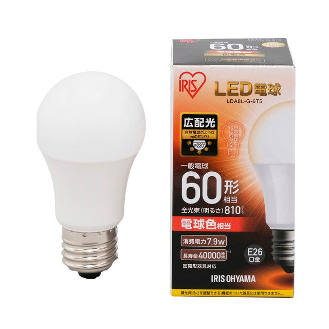 Iris Ohyama LED Bulb E26 60W Equivalent Wide Light Distribution Bulb Color