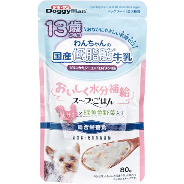 For 13 years old and up Dog's domestic low-fat milk soup rice with fillet and green vegetables 80g *