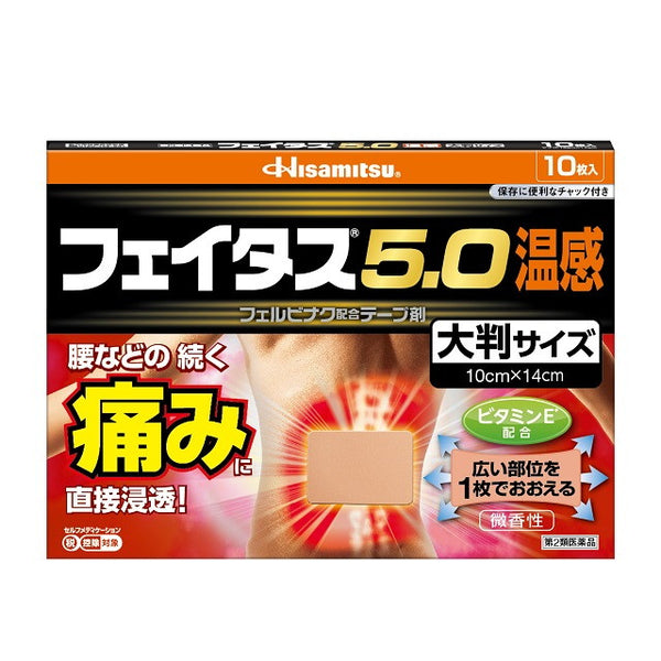 [2nd-Class OTC Drug] Hisamitsu Pharmaceutical Faitas 5.0 Warm Sensation Large Size 10 Sheets [Self-Medication Taxable]