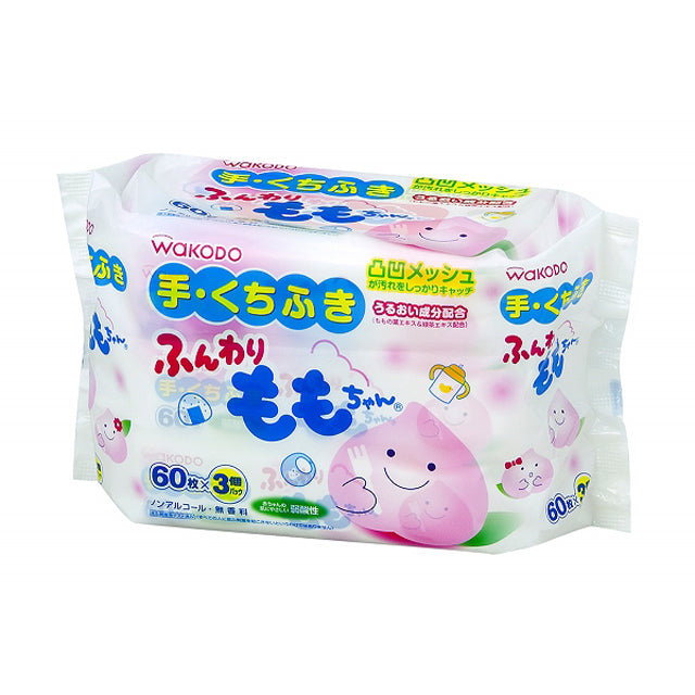 Wakodo hand wipes Fluffy Momo-chan 60P 3 pack