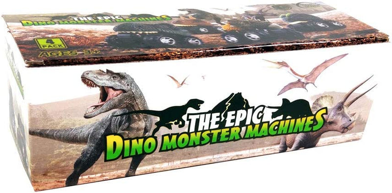 DINOBROS プルバック恐竜カーおもちゃ 4 パック恐竜おもちゃ 3 歳の