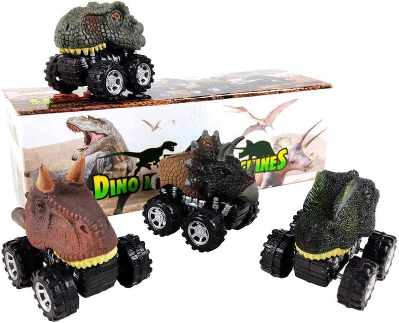 DINOBROS プルバック恐竜カーおもちゃ 4 パック恐竜おもちゃ 3 歳の男の子と幼児用 T-レックス恐竜ゲーム モンスタートラック  海外からの発送 キャンセル・返品不可