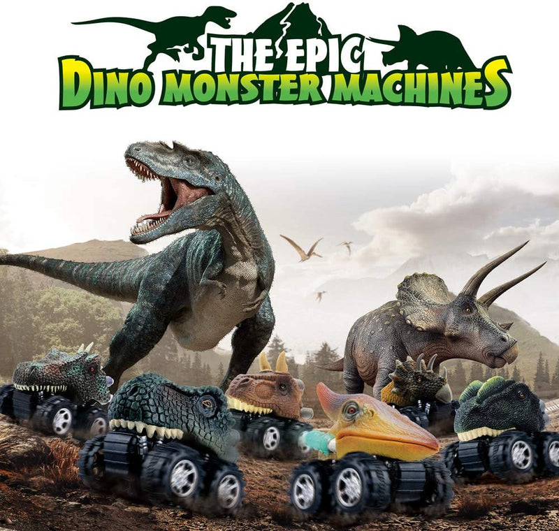 DINOBROS プルバック恐竜カーおもちゃ 4 パック恐竜おもちゃ 3 歳の